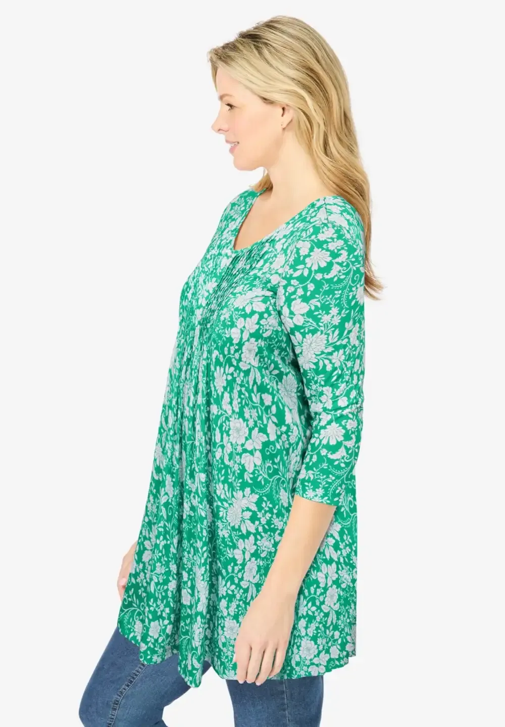 V-Neck Pintucked Tunic