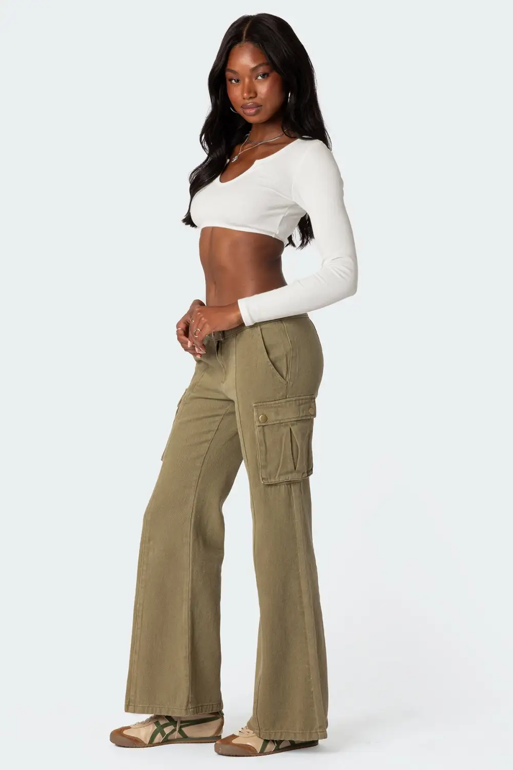 Sabri Low Rise Flared Cargo Jeans