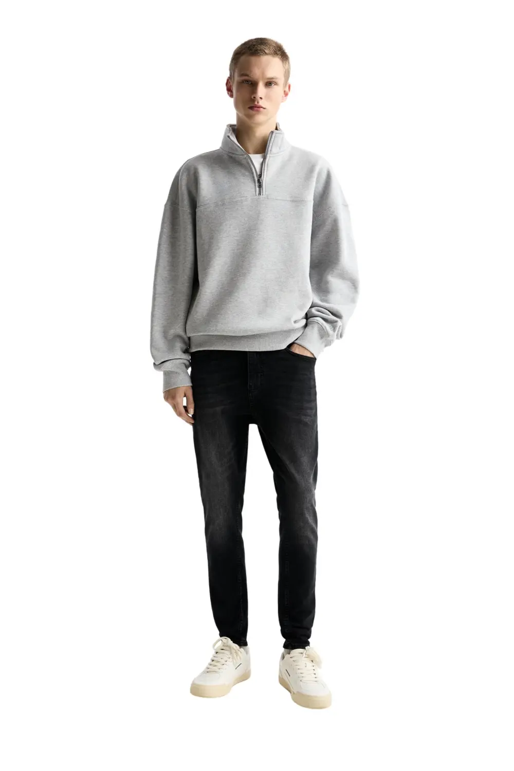 Washed carrot-fit jeans