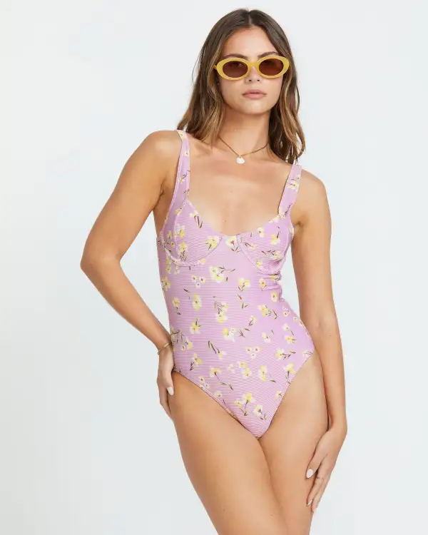 Peaceful Petals Chloe One-Piece Swimsuit - Amethyst Smoke
