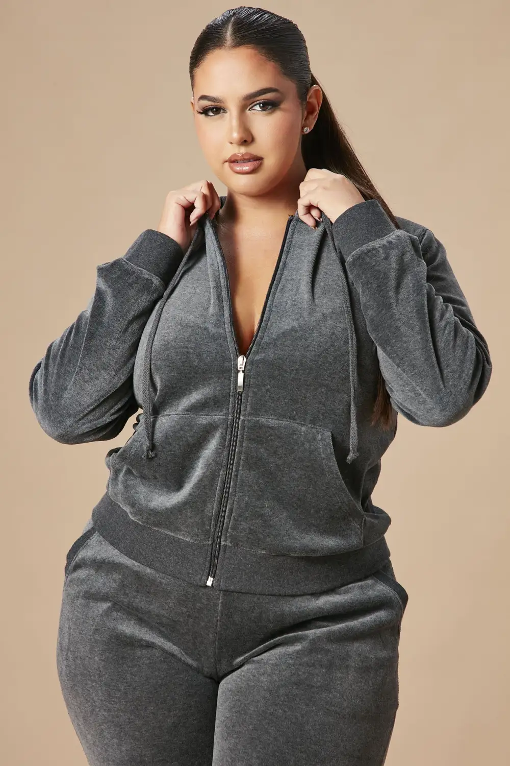 The Original Trendsetter Velour Set - Charcoal
