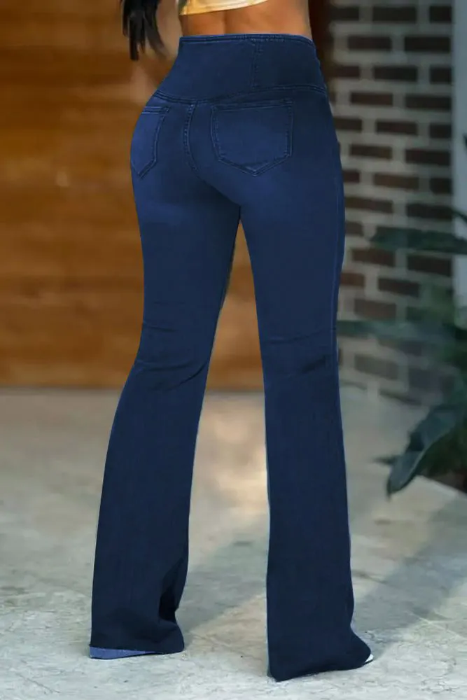 Wash Wrap Mid Rise Stretchy Flare Jeans