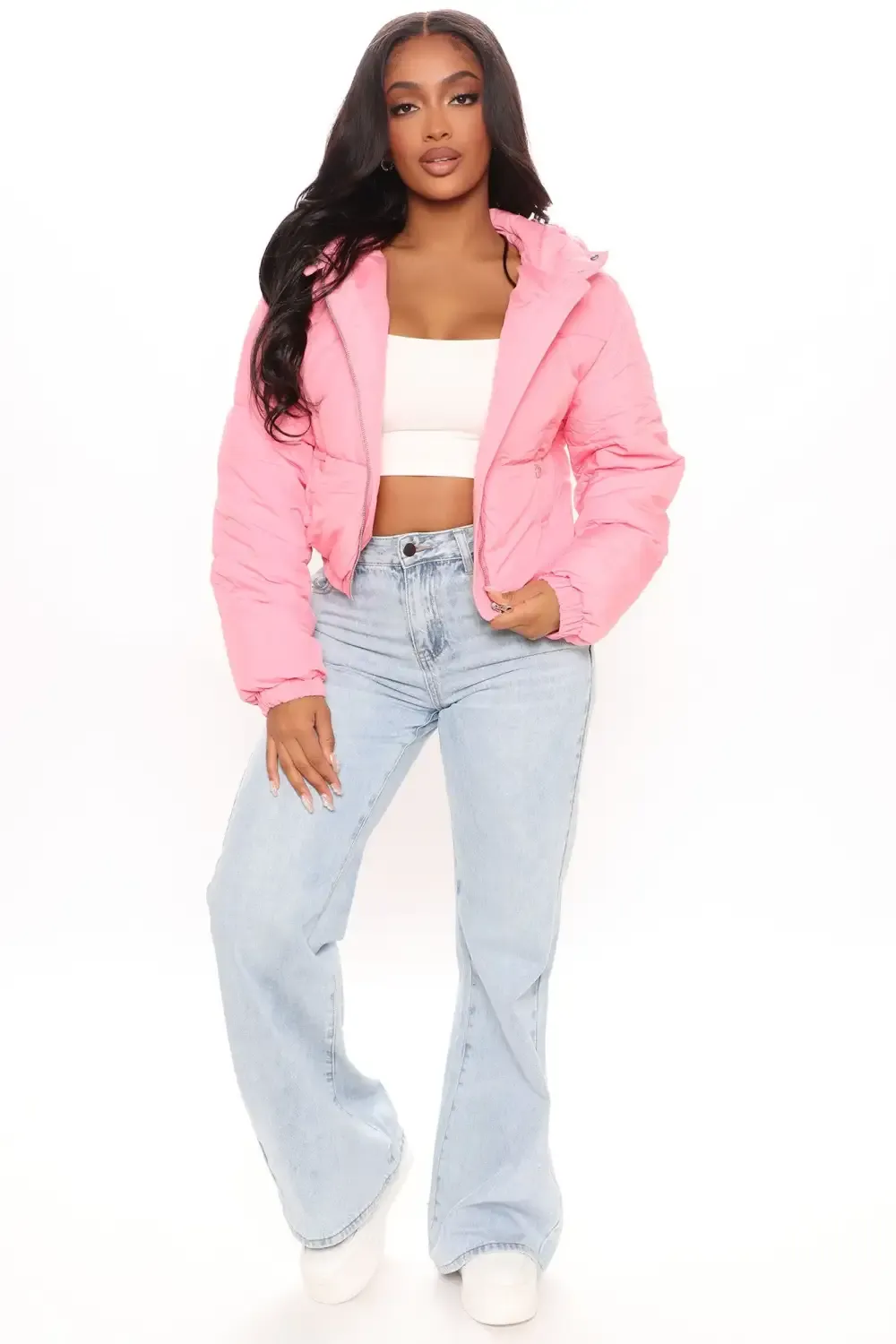 Can't Be Beat Cropped Puffer Jacket - Pink