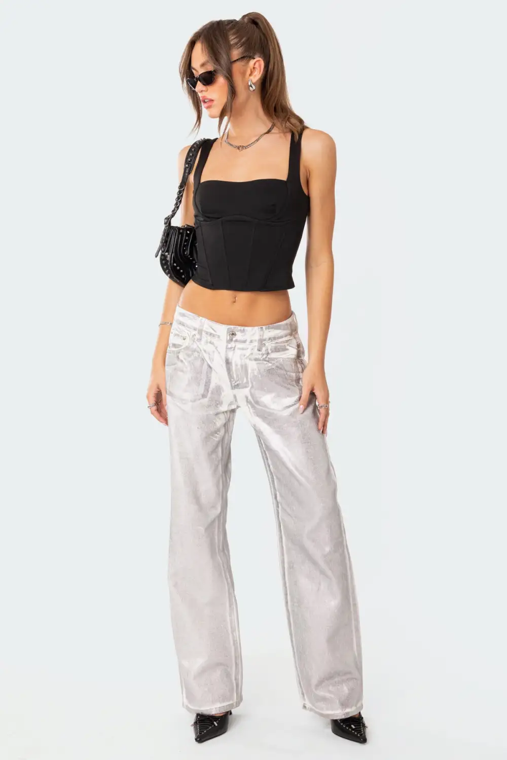 Jolene Metallic Low Rise Jeans