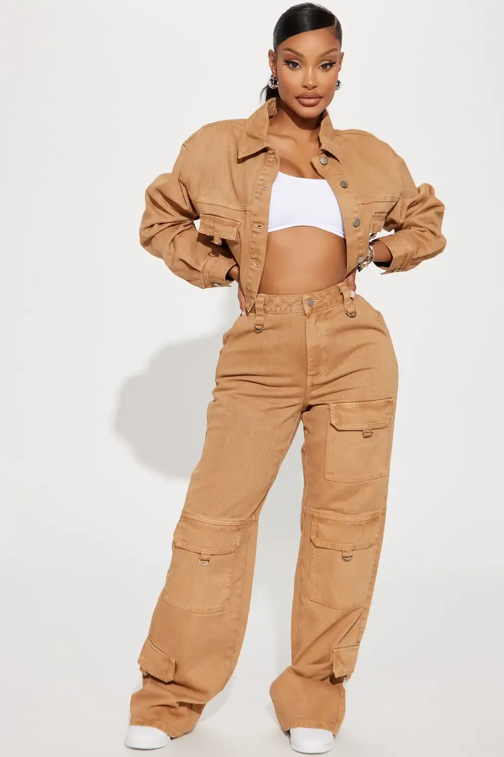 Get Lucky Non Stretch Cargo Jean - Tan