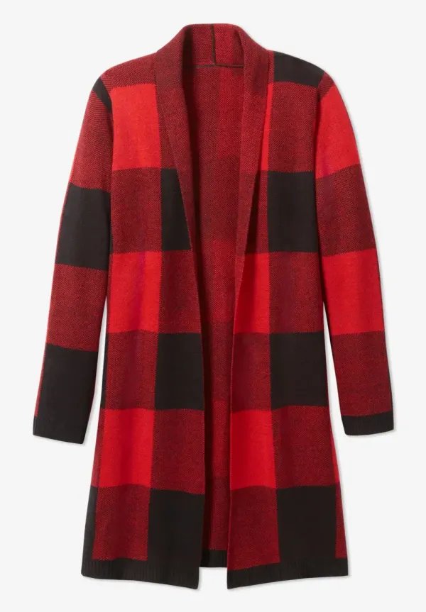 Jacquard Open Front Duster Sweater