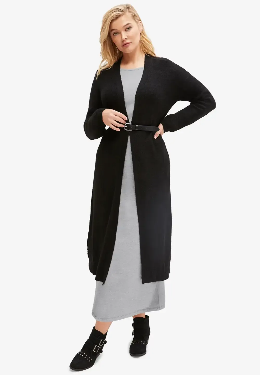 Three-Quarter Sleeve Knit Maxi Dress