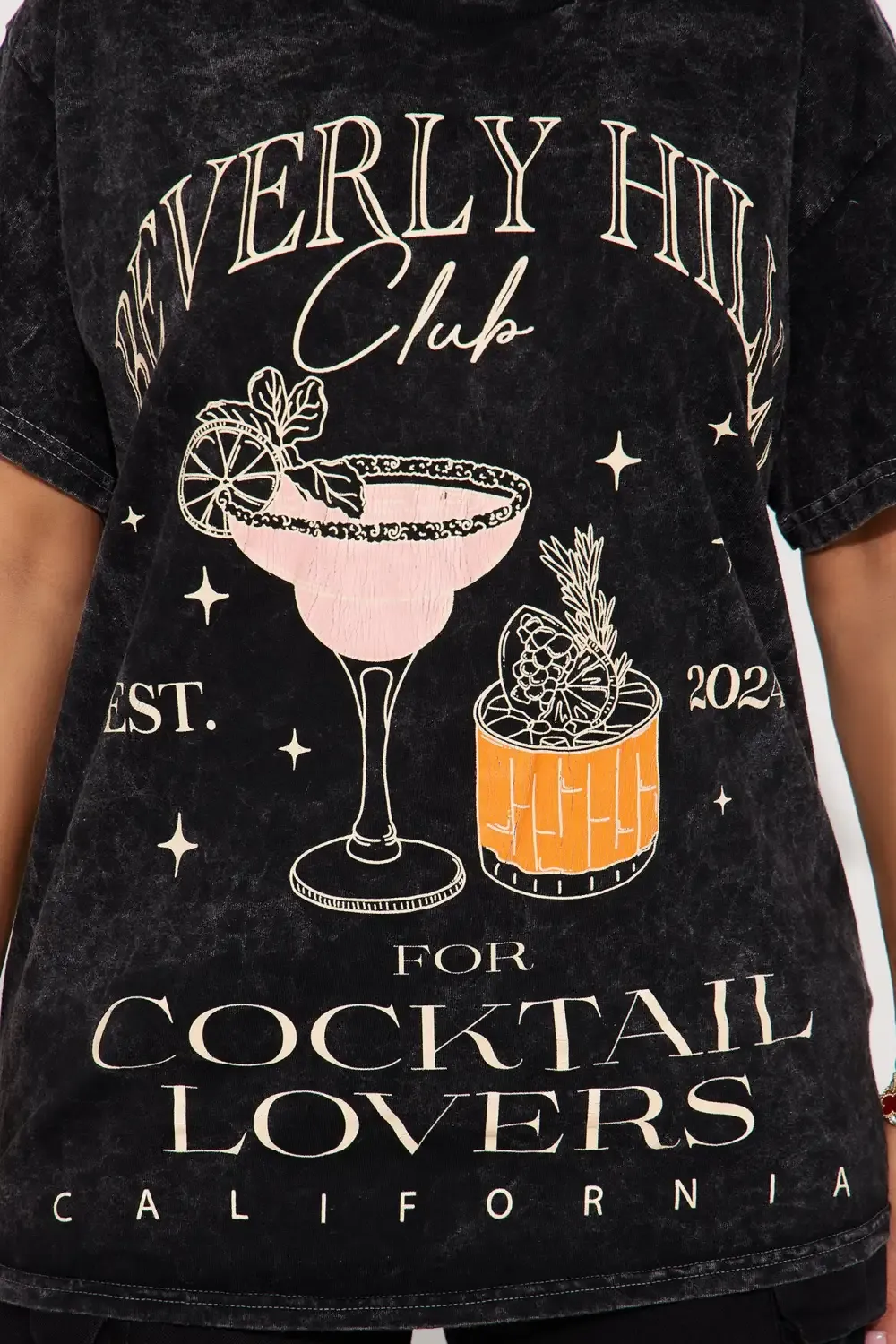 Beverly Hills Cocktail Lovers Washed Tee - Black