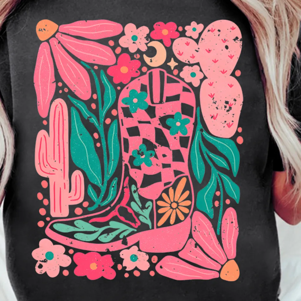 Women's Tropical Plant Print Short-Sleeved Top