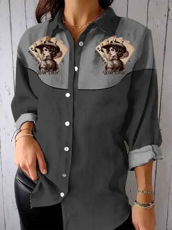 Women's Casual Loose Fit Western Style Horse Print Shirt
