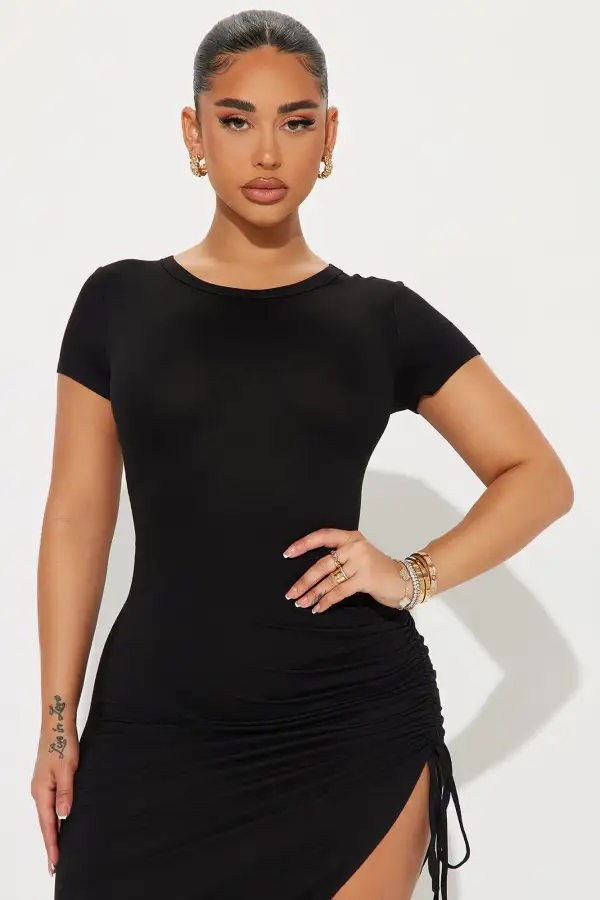 Dani Ruched Maxi Dress - Black