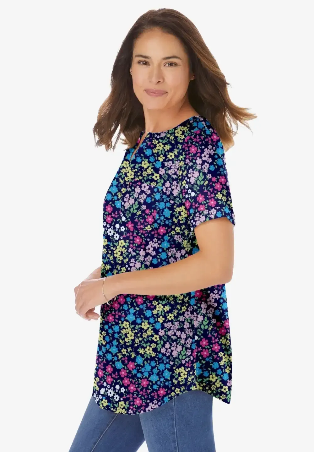 Short-Sleeve Notch-Neck Tee