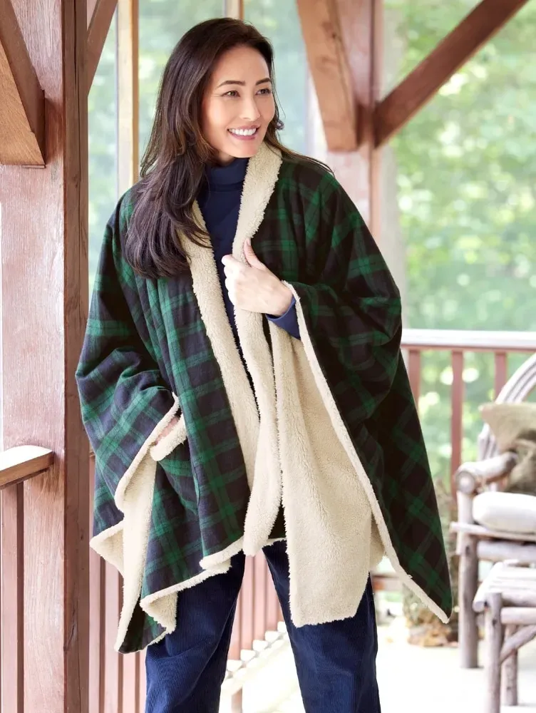Portuguese Flannel and Sherpa Fleece Cape