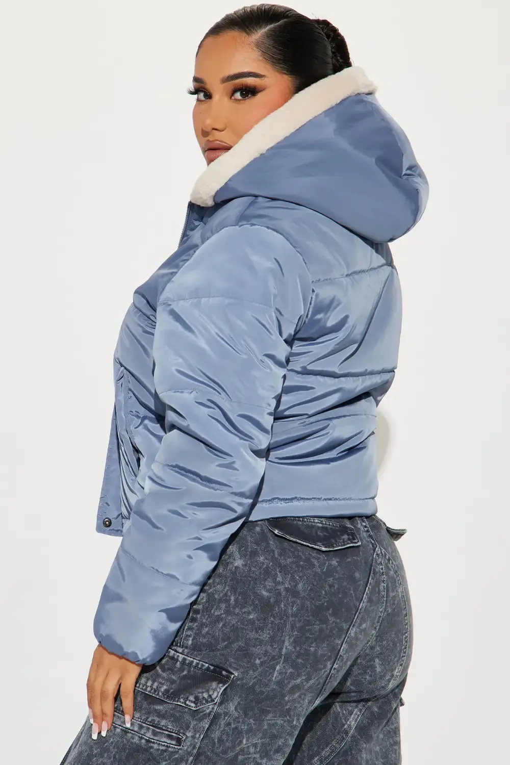 No Limits To It Puffer Jacket - Slate Blue