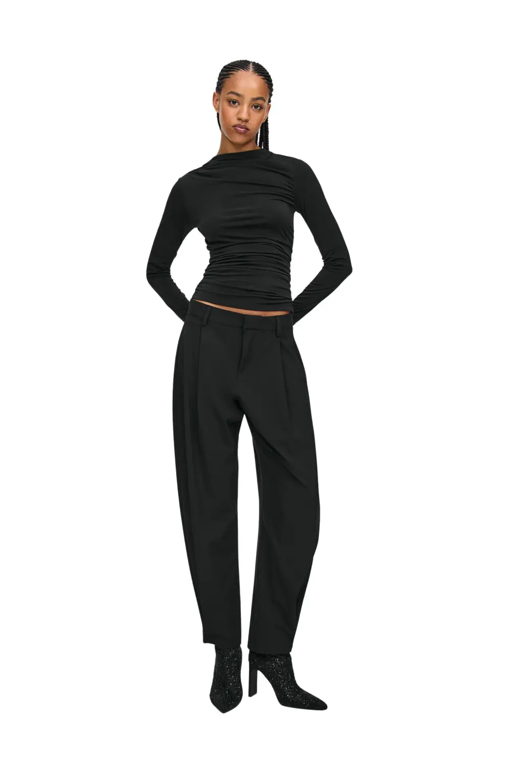 Gathered long sleeve top