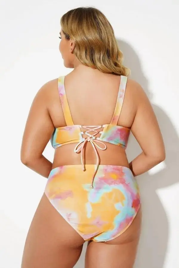 Tie Dye Scoopneck Fashion Lady Bikini Set