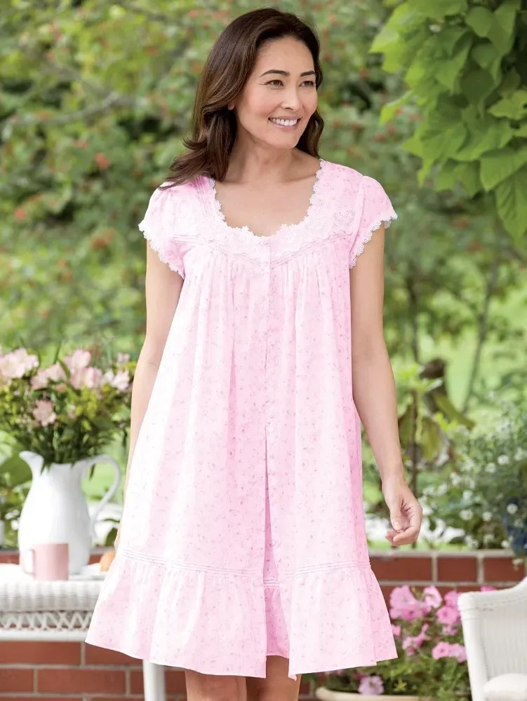 Eileen West Blush Roses Cotton Lawn Robe