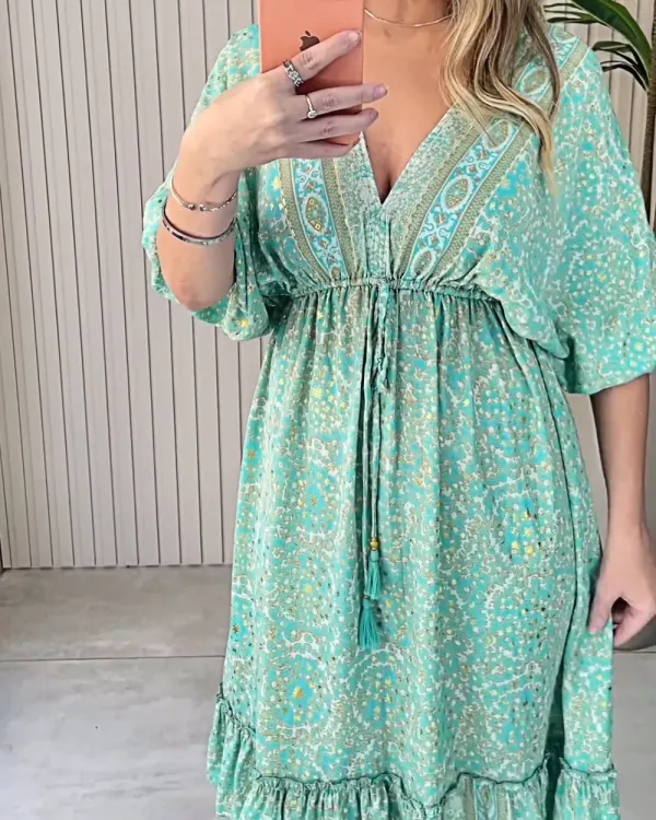 Women's Printed PatternV Neck Dress