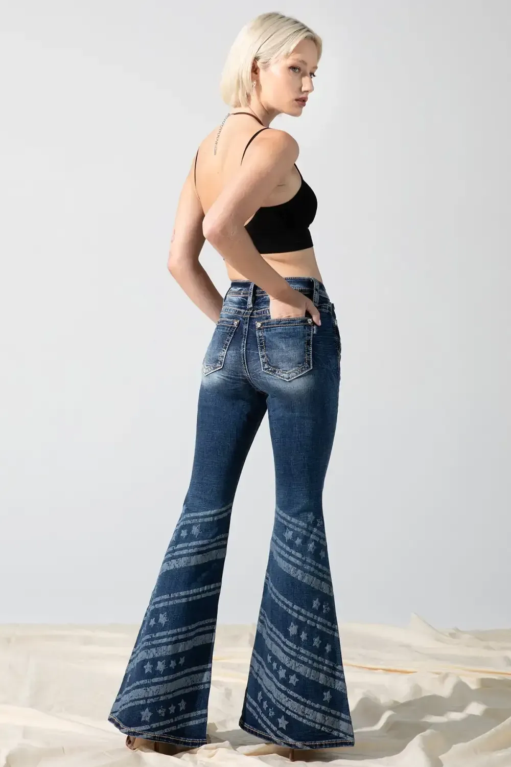Stars n Stripes High Rise Flare Jeans