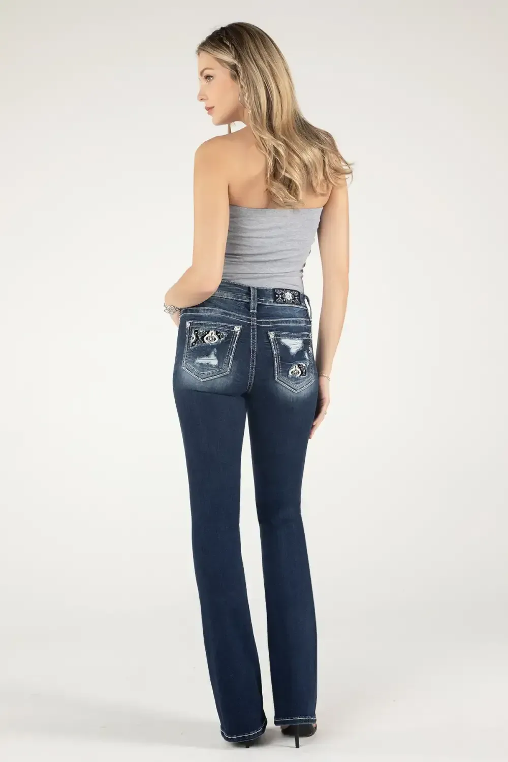 Sparkling Starry Night Patch Bootcut Jeans