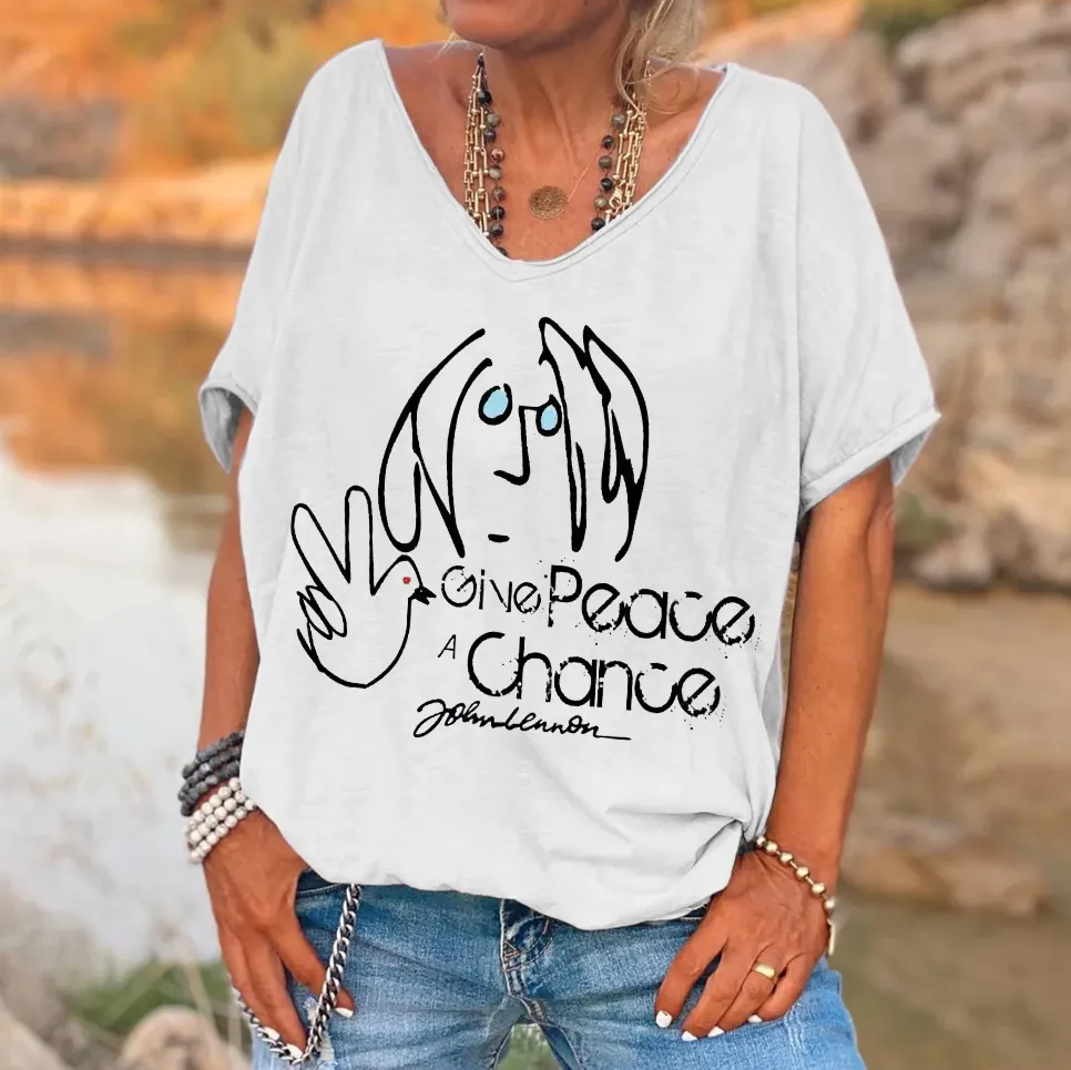 Give Peace A Chance Print Women's T-shirt
