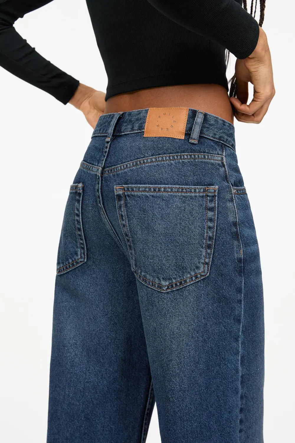 Jeans wide leg tiro alto