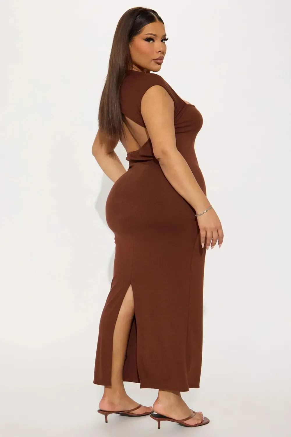 In Love Rosette Midi Dress - Brown