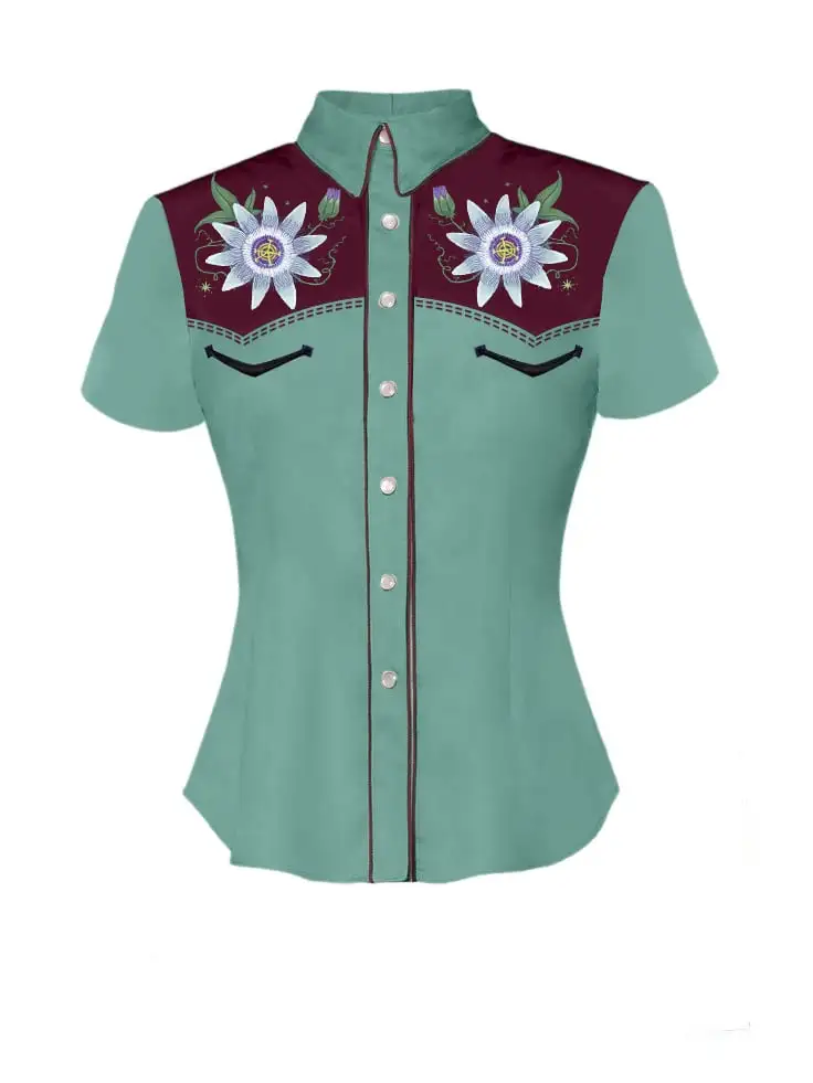 Women's Vintage Irises Elements Print Shirt