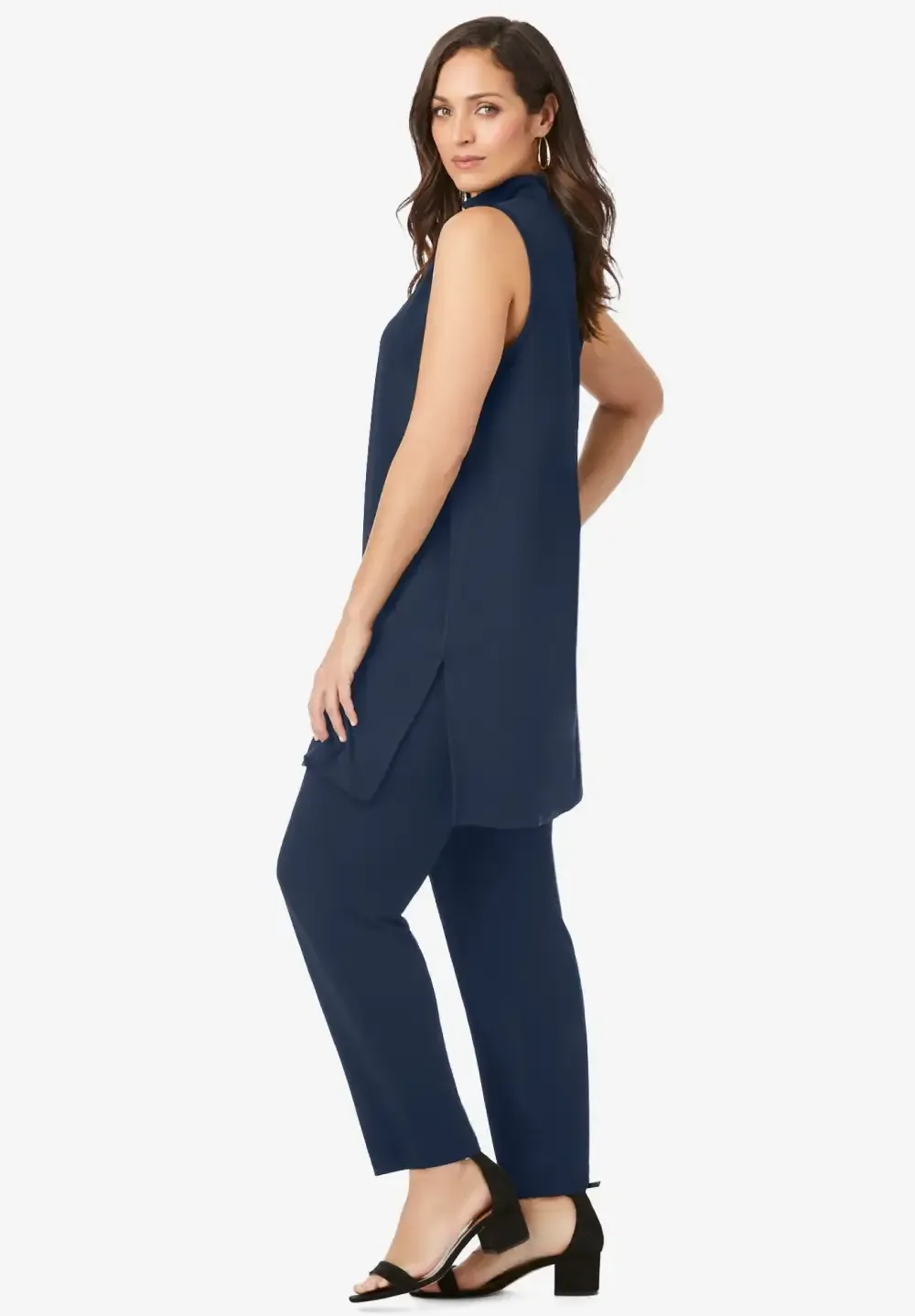 2-Piece Stretch Knit Mockneck Mega Tunic Set