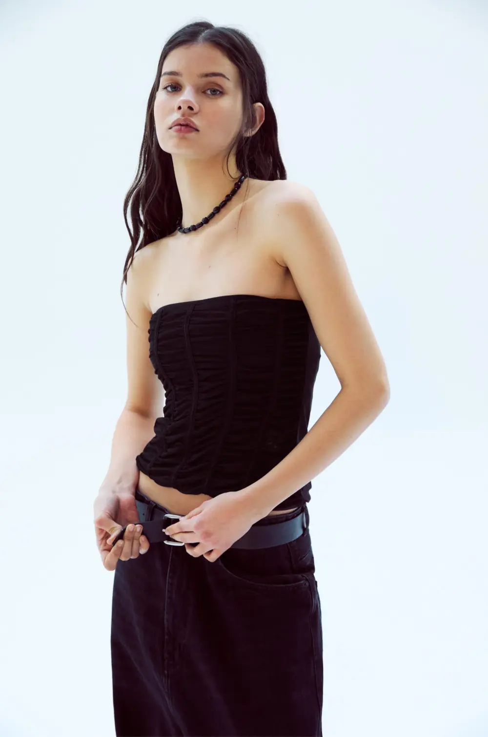 Strapless corsetry-inspired top