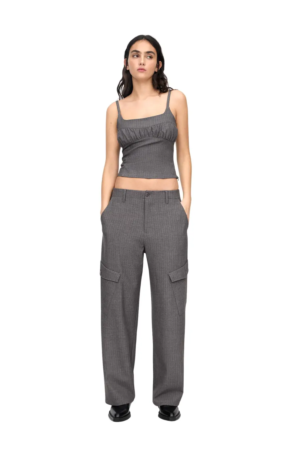 Strappy pinstripe top