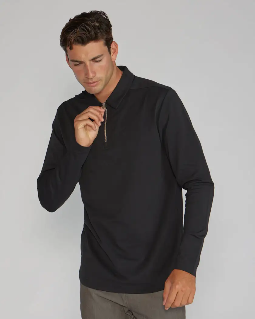 Lux Long Sleeve Zip Polo