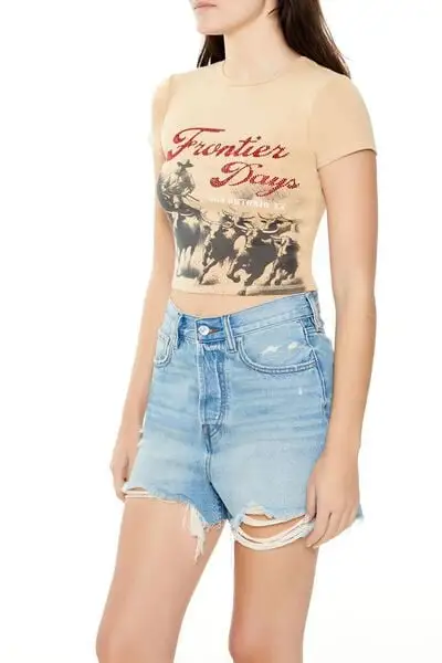 Striped 87 Graphic Cropped Tee