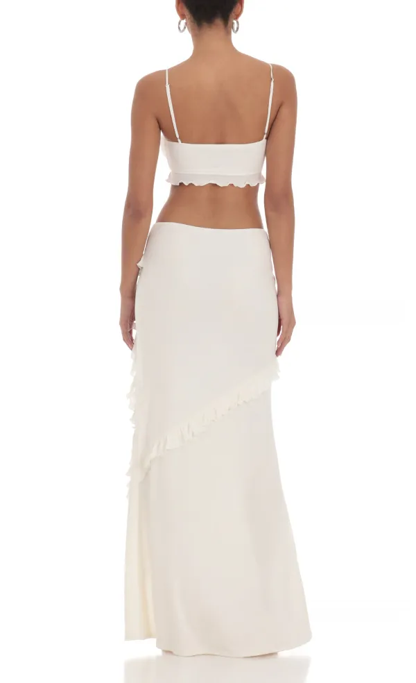 Ruffle Two Piece Set in White