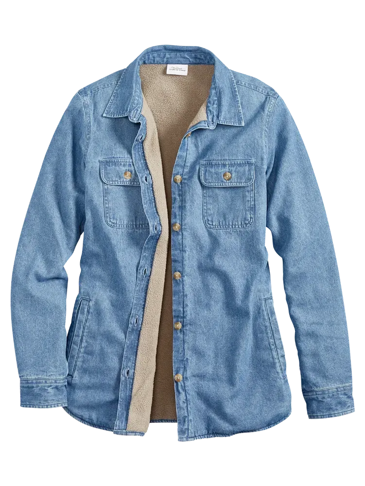 Women's Fleece-Lined Denim Shirt Jacket