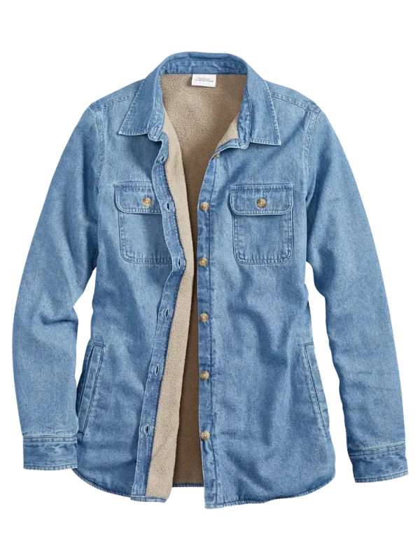Women's Fleece-Lined Denim Shirt Jacket