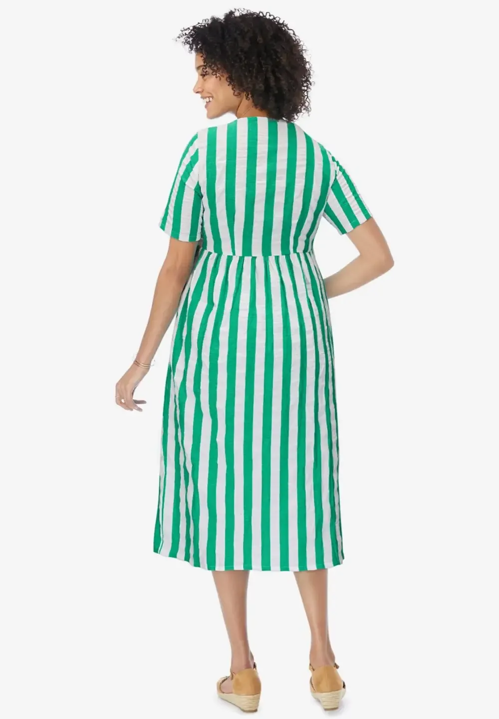 Short-Sleeve Seersucker Dress