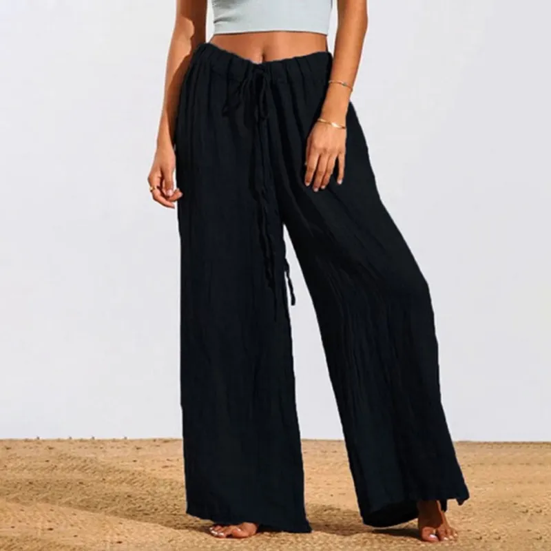 Solid Color Comfortable Loose Cotton And Linen Casual Pants