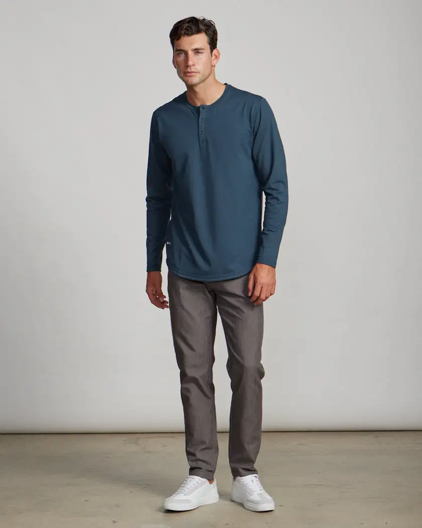 Henley Drop-Cut Long Sleeve: Bylt Signature