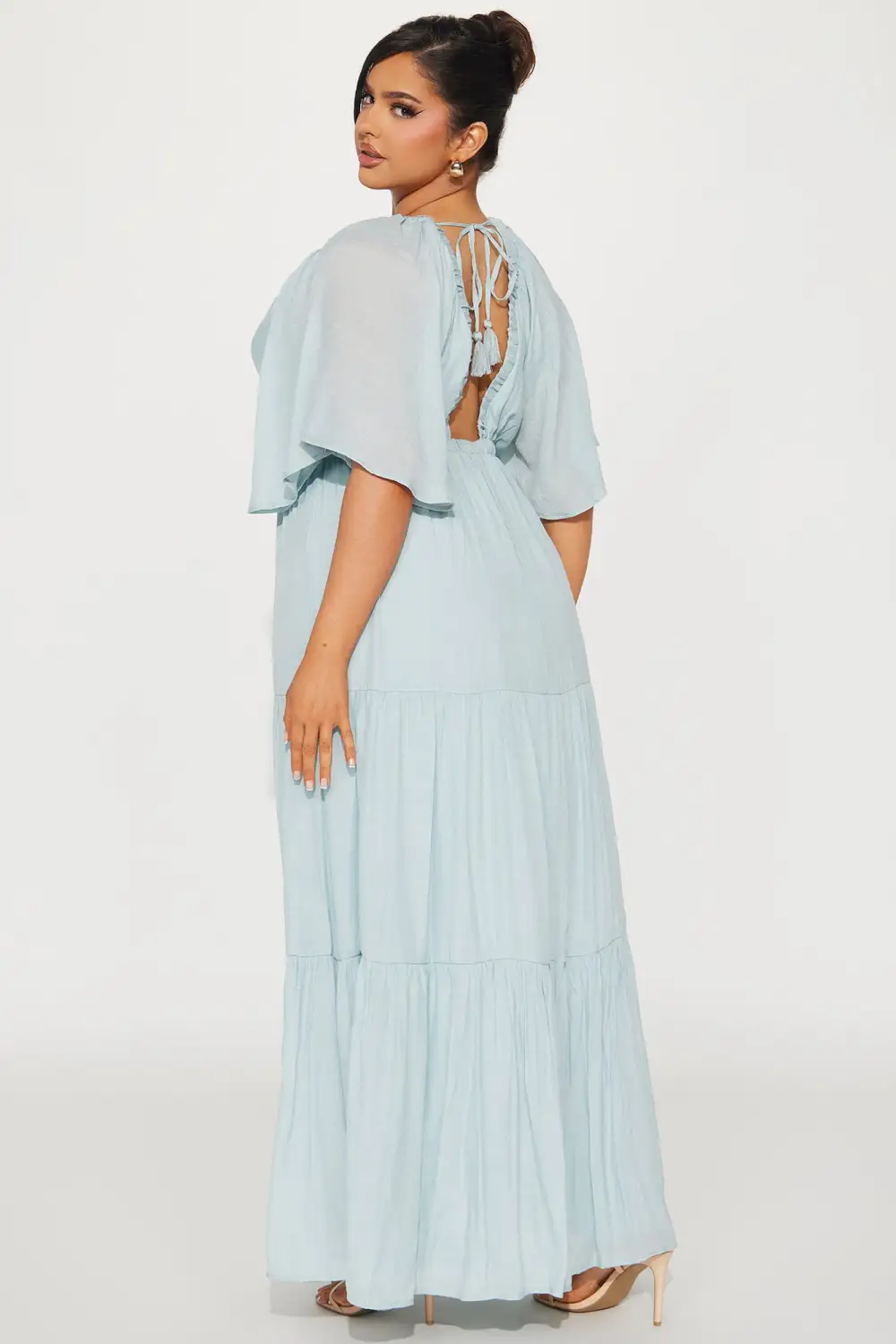Elena Ruffle Maxi Dress - Light Blue