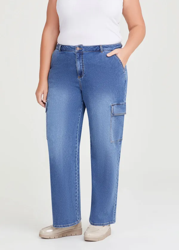 Cotton Cargo Wide Leg Jean