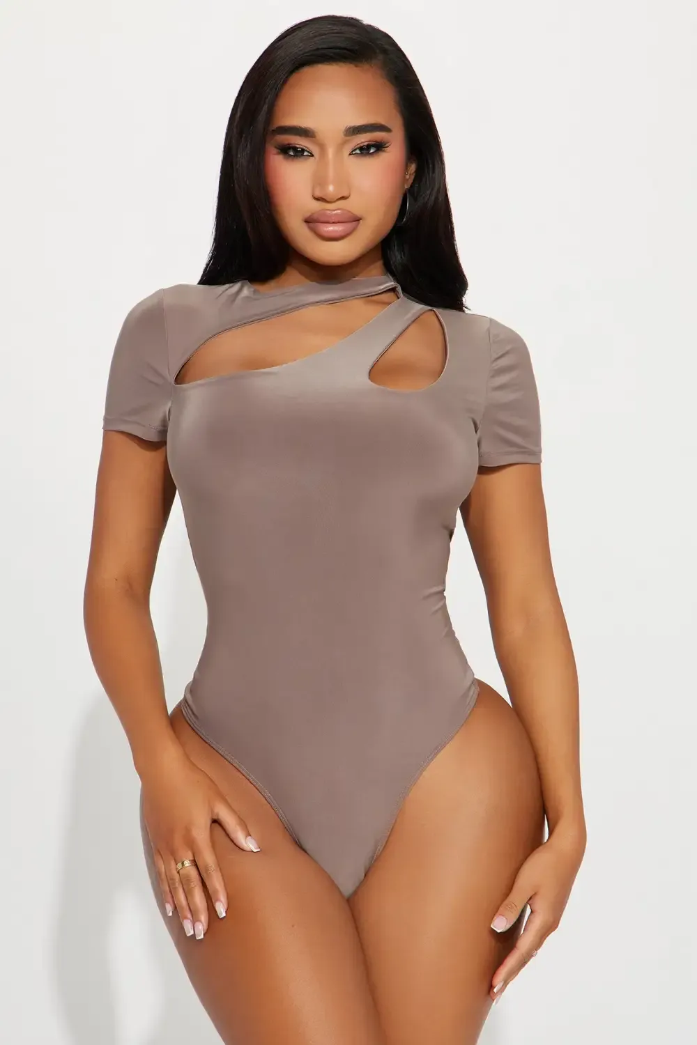 Keilani Short Sleeve Bodysuit - Mocha