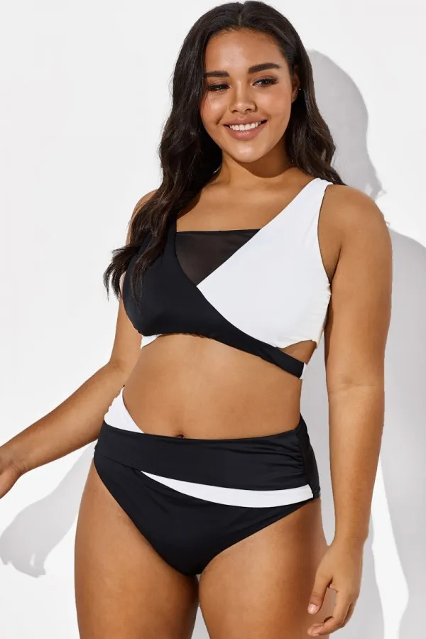 Colorblock Stylish Women Wrap Swimsuits Bikini Top