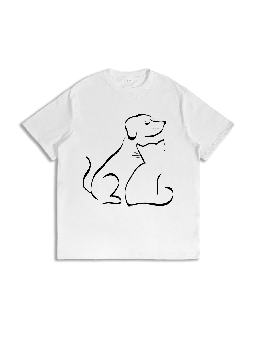 Simple Dog Silhouette Print T-Shirt