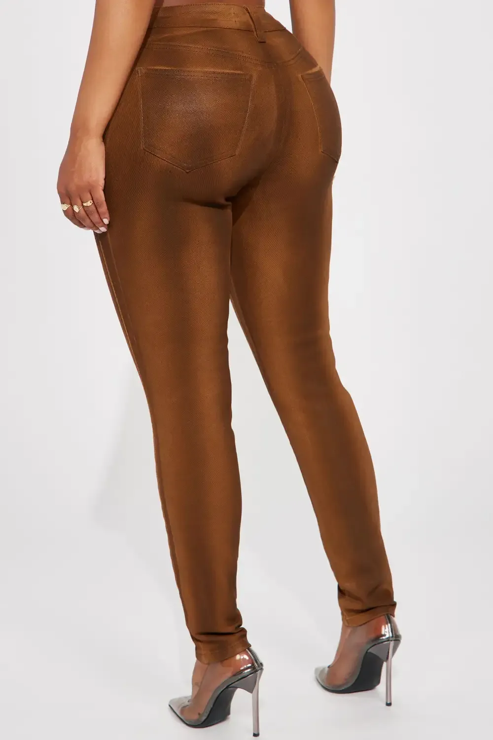 Main Priority Coated Skinny Jeans - Brown