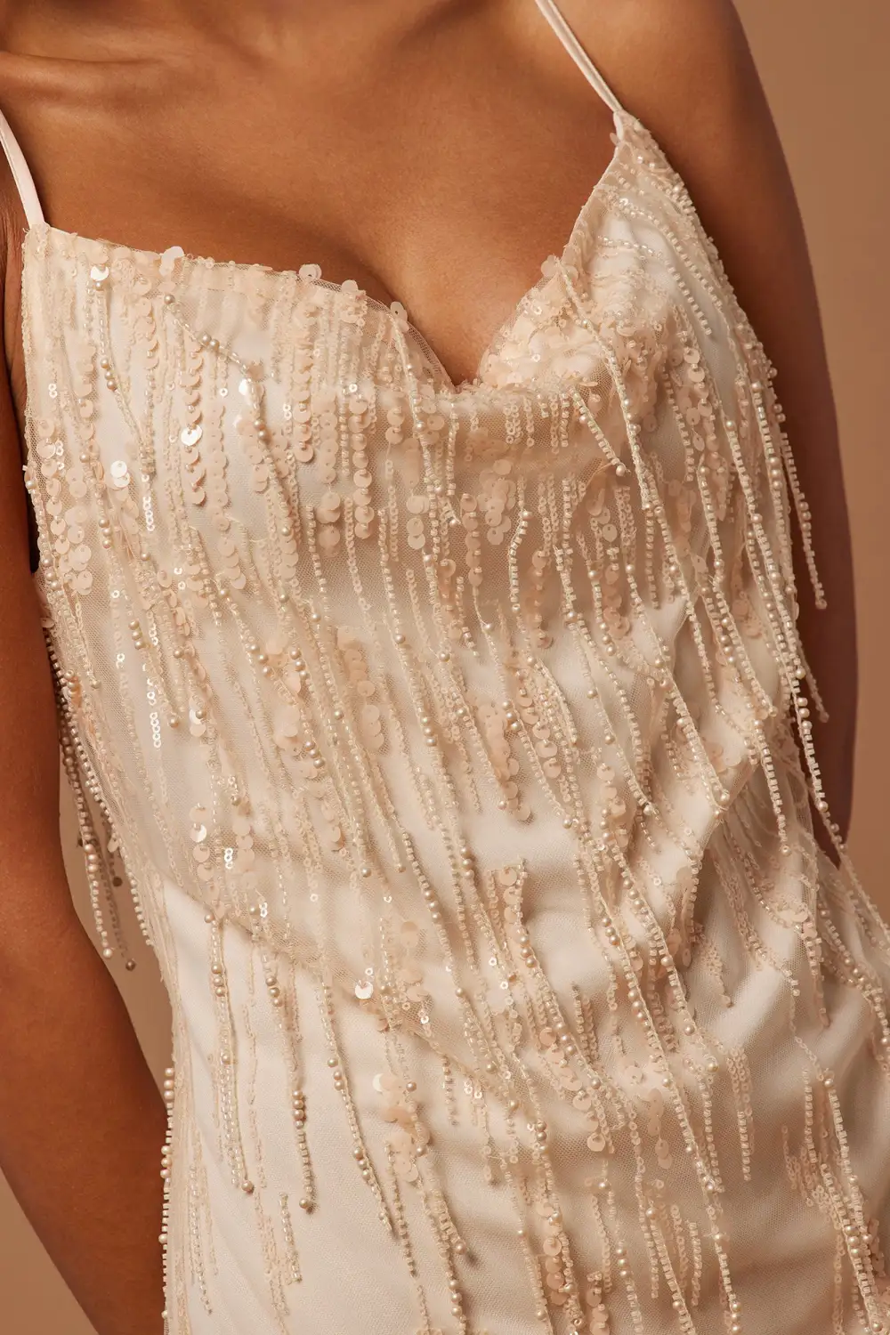 Isabelle Sequin Mini Dress - Nude