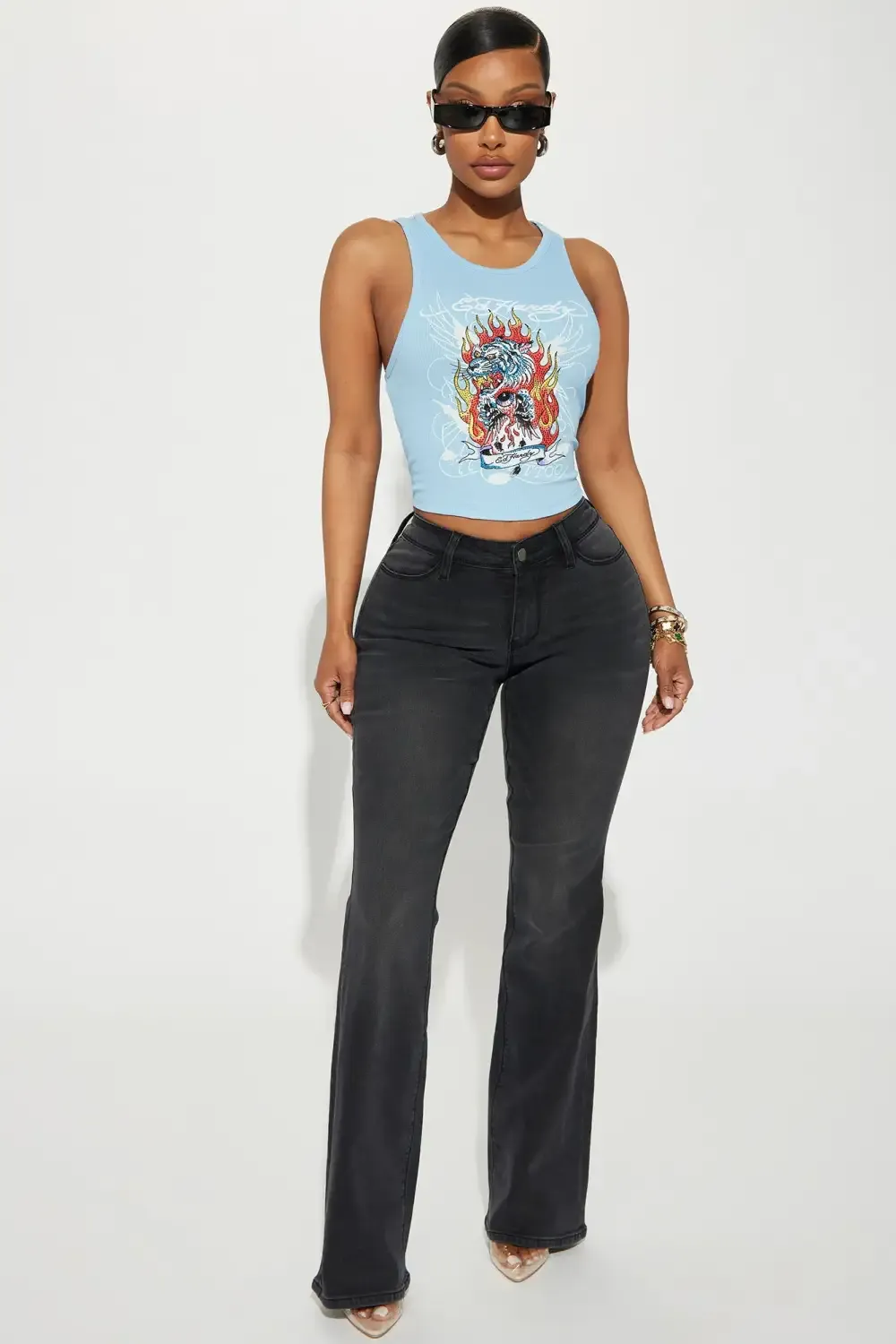 Lost Without You Soft Stretch Bootcut Jeans - Black Wash