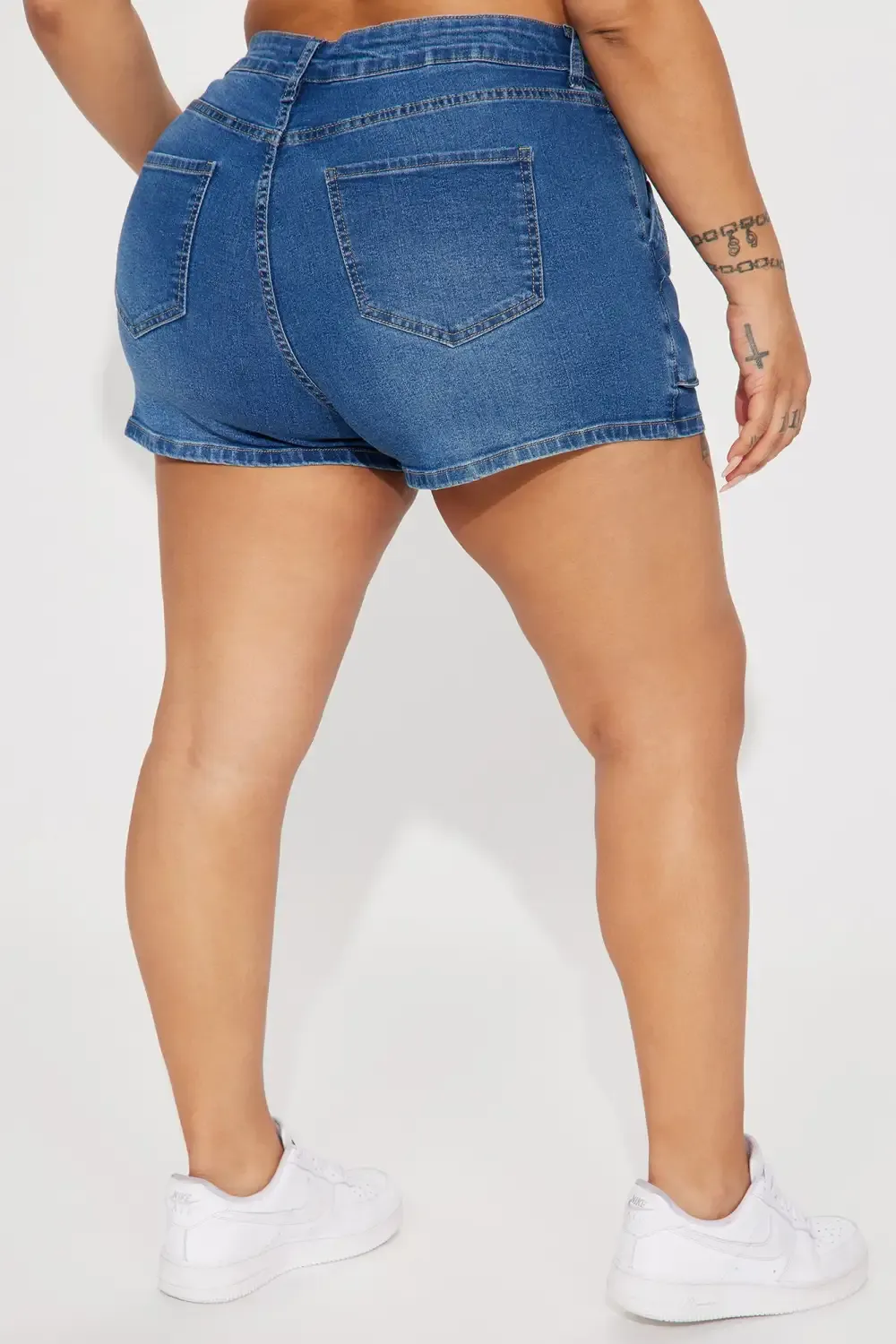 Same Girl Zip Cargo Stretch Denim Shorts - Dark Wash