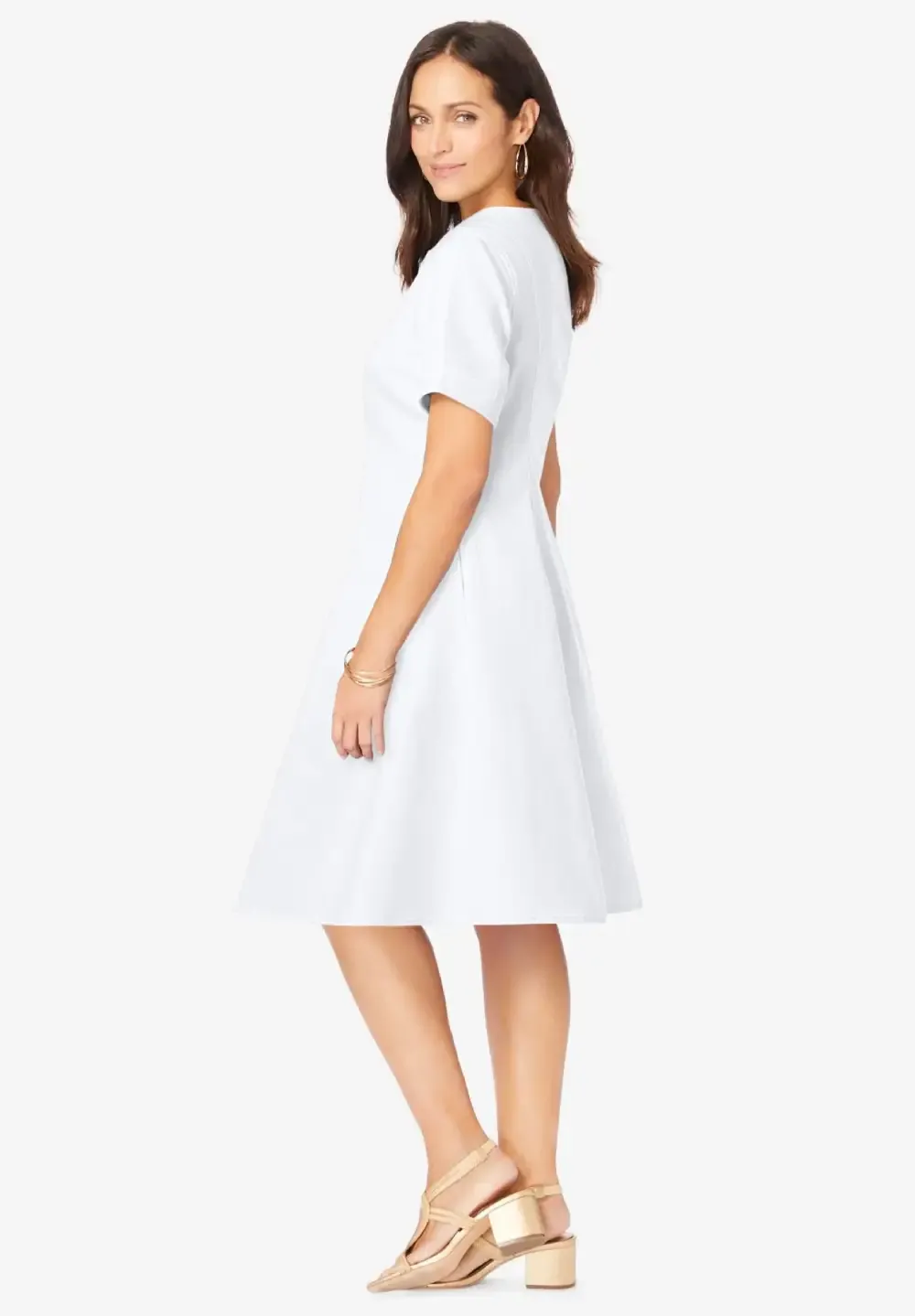 Button Front Denim Dress