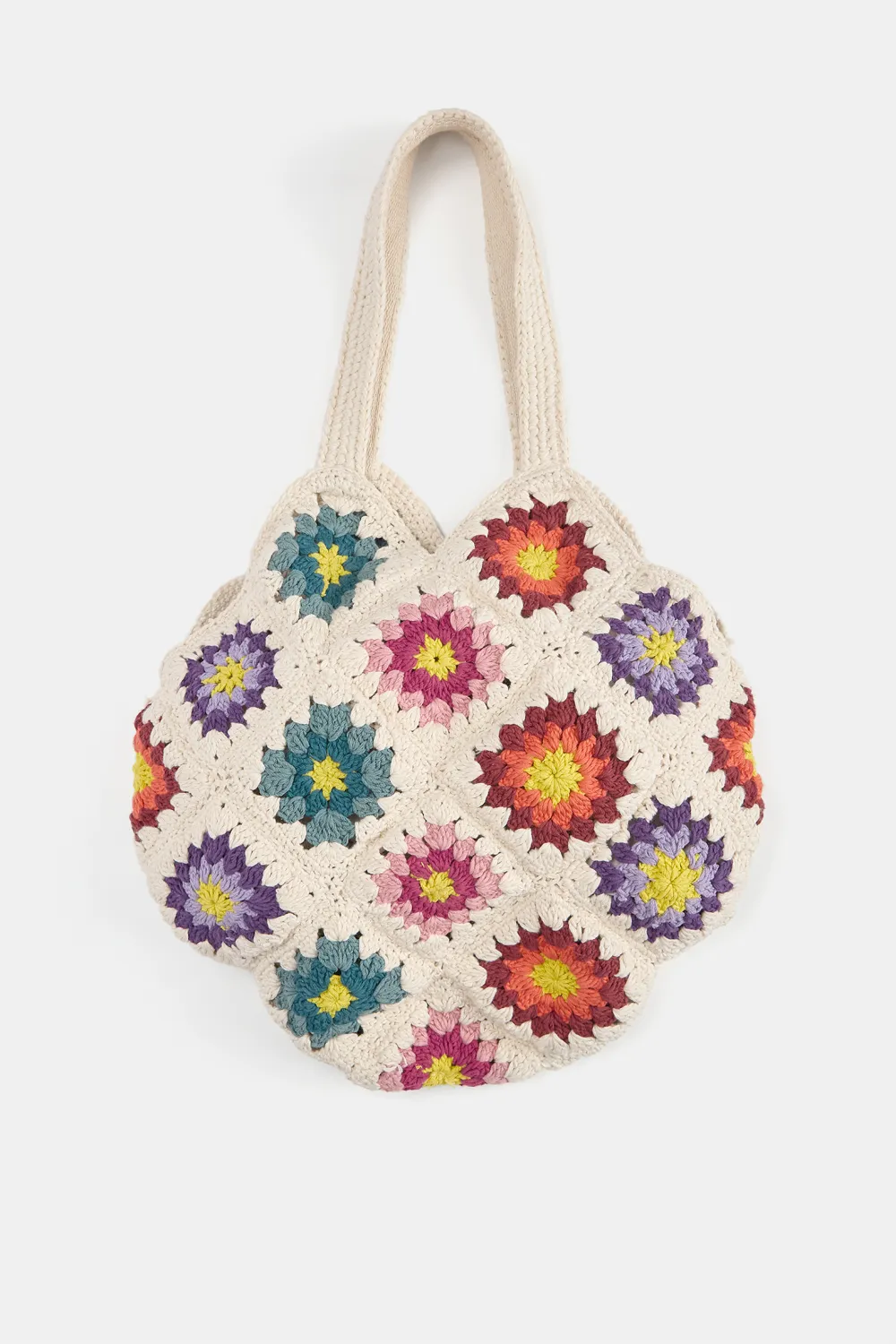 Bolso shopper crochet flores